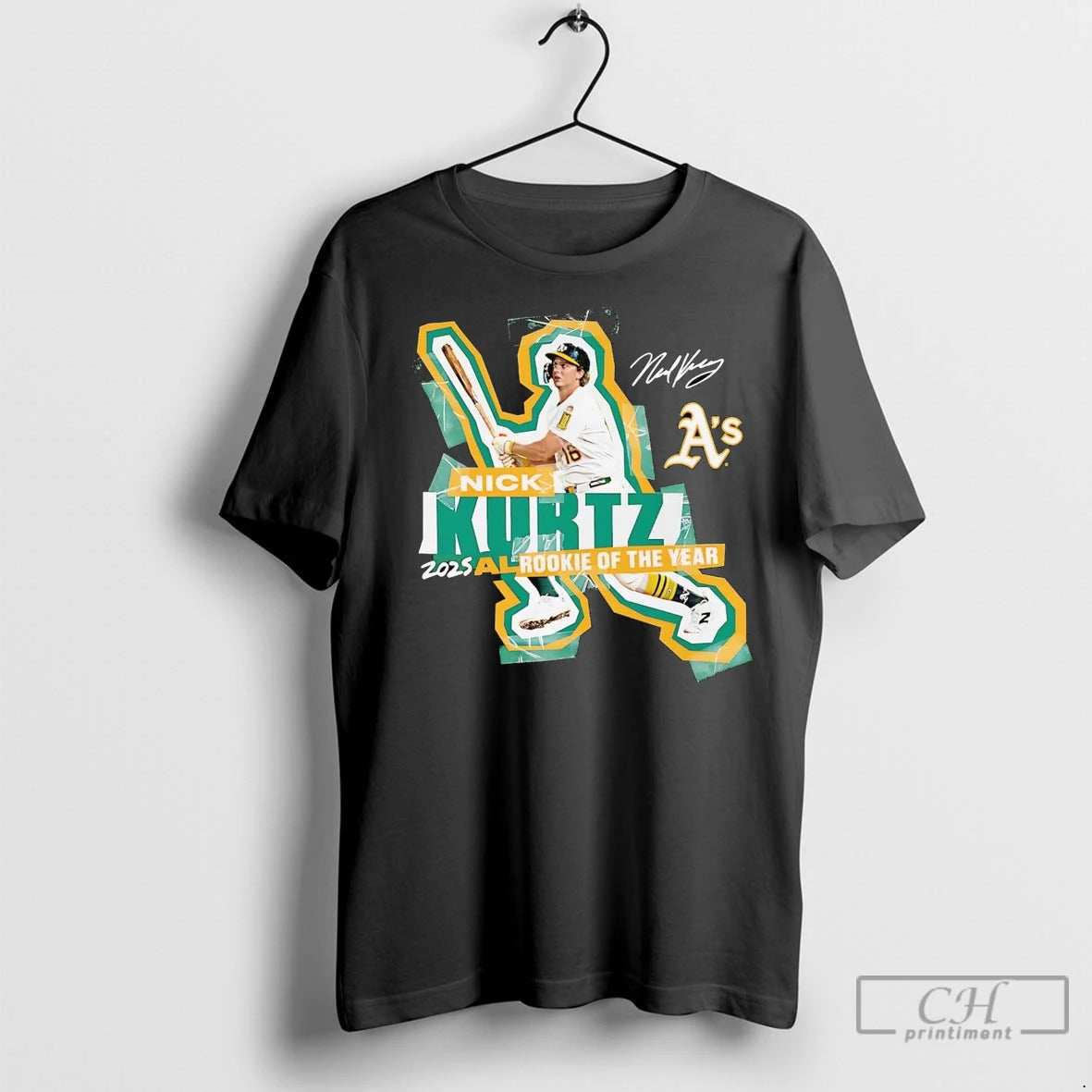 Premium Nick Kurtz American League Rookie Of The Year 2025 Oakland Athletics Shirt Hoodie Sweatshirt | PurePodTees.com