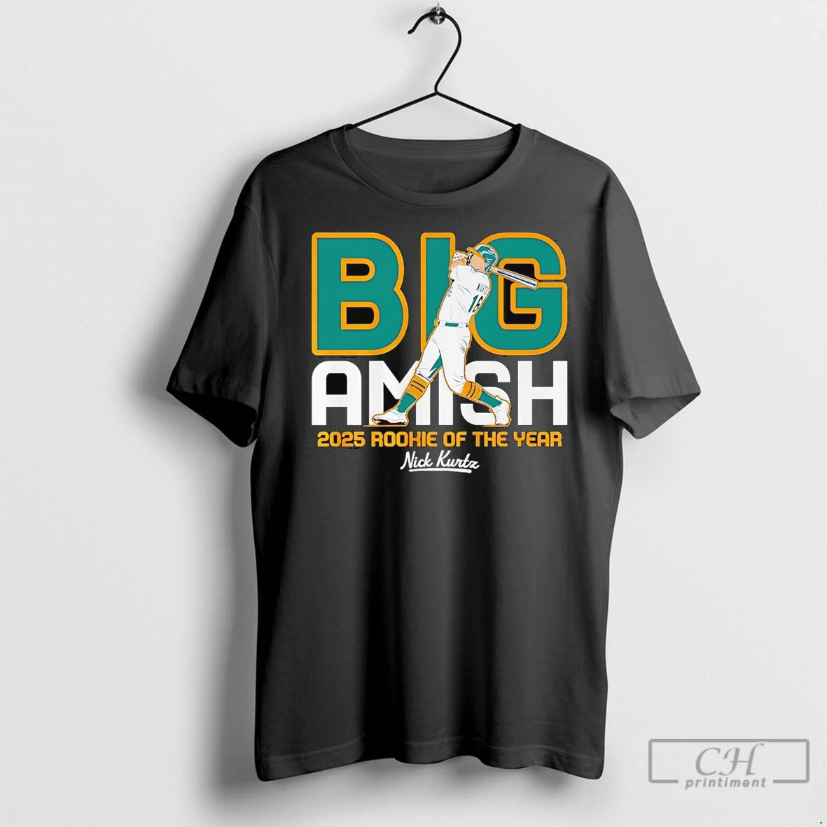 Premium Nick Kurtz Big Amish 2025 Rookie Of The Year Oakland Athletics Shirt Hoodie Sweatshirt | PurePodTees.com