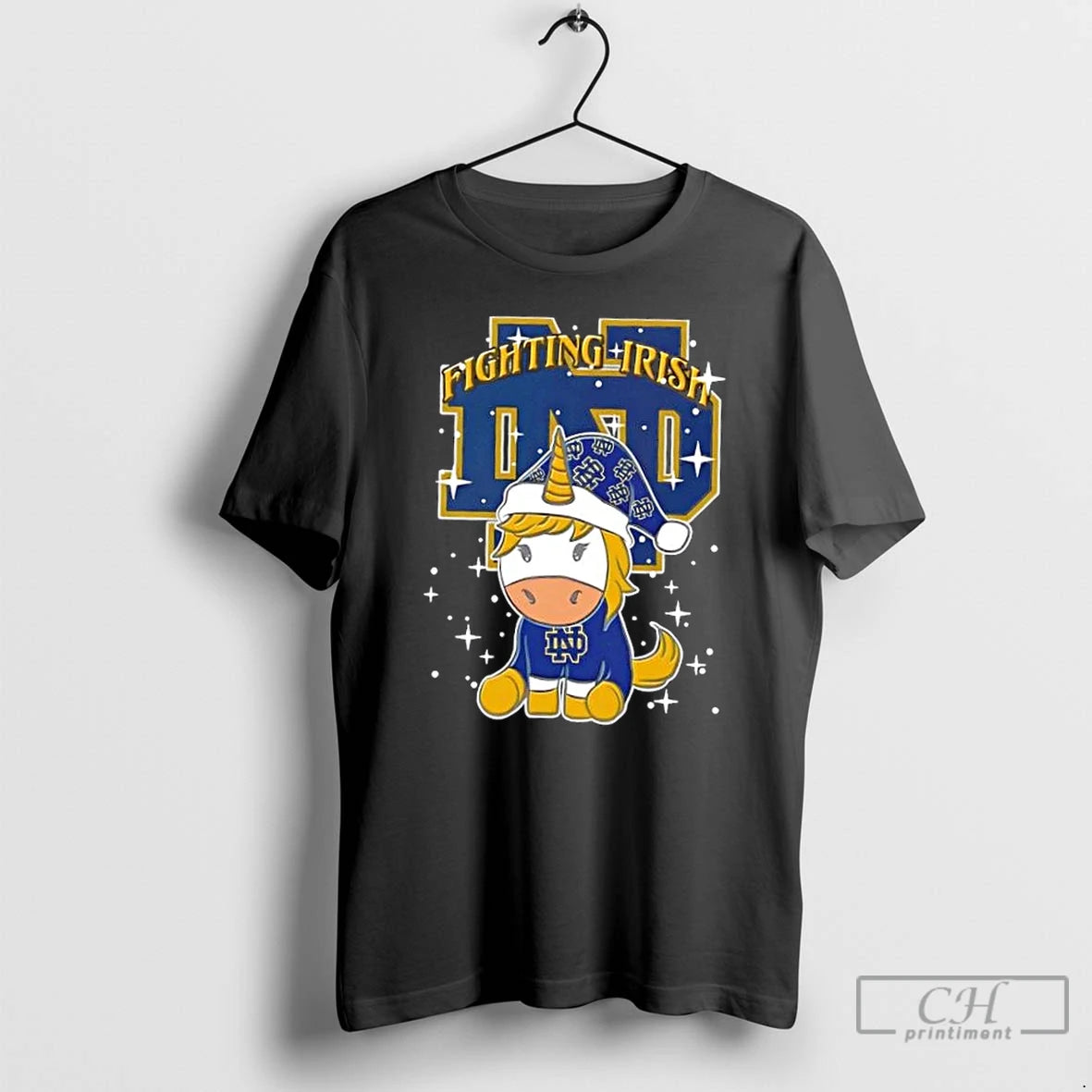 Premium Notre Dame Fighting Irish Football X Unicorn Merry Christmas T Shirts Hoodie Sweatshirt | PurePodTees.com