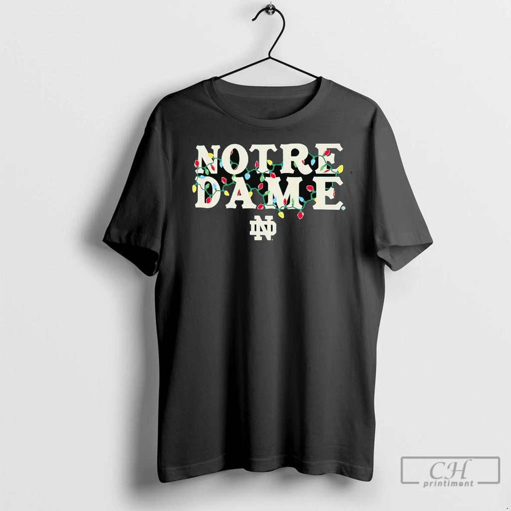 Premium Notre Dame Fighting Irish String Lights Christmas Shirt Hoodie Sweatshirt | PurePodTees.com