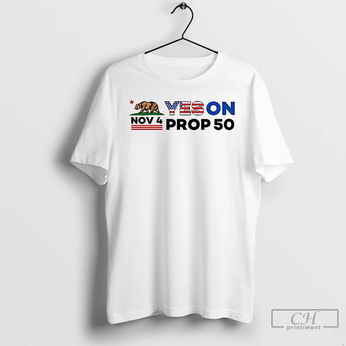 Premium Nov 4 Yes On Prop 50 Bear With American Flag T Shirts Hoodie Sweatshirt | PurePodTees.com