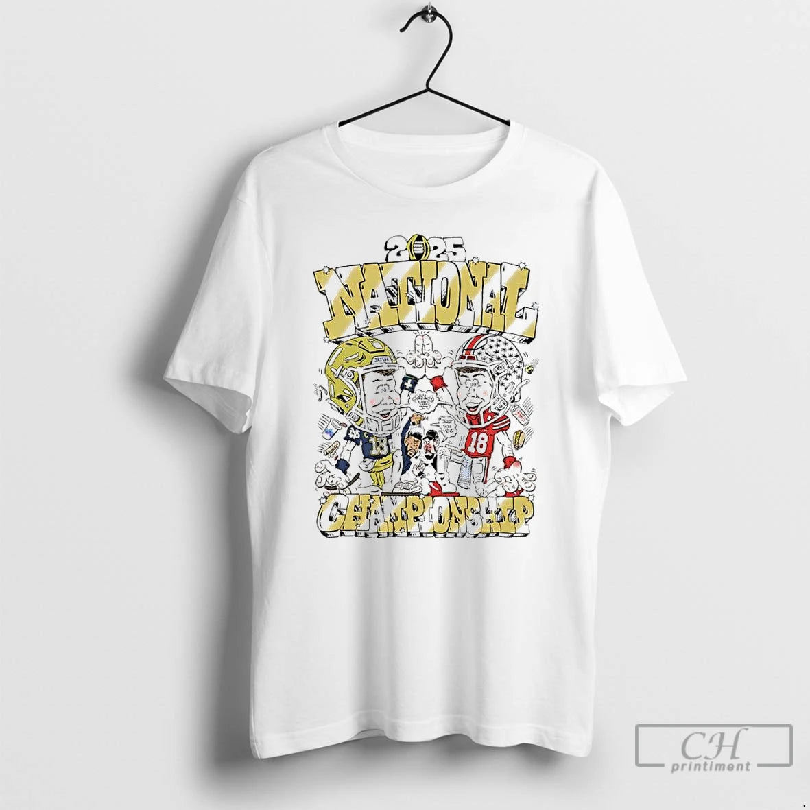 Premium Ohio State Vs Notre Dame 2025 National Championship Caricature T Shirts Hoodie Sweatshirt | PurePodTees.com