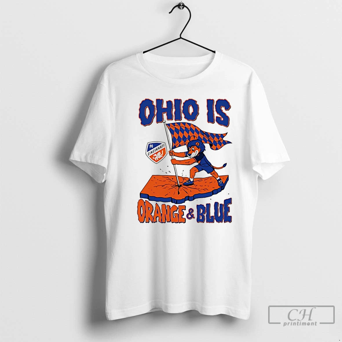 Premium Ohio Is Orange And Blue Fc Cincinnati Mascot Christmas T Shirts Hoodie Sweatshirt | PurePodTees.com