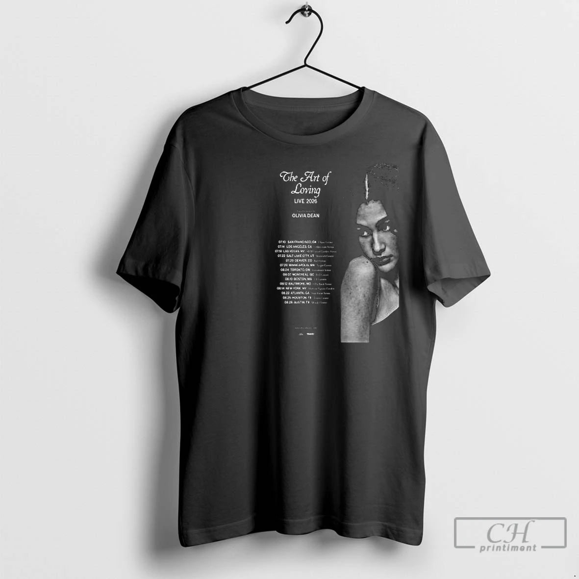 Premium Olivia Dean America And Canada Tour 2026 Circle Black Shirt Hoodie Sweatshirt | PurePodTees.com