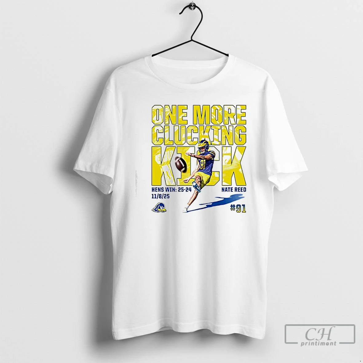 Premium One More Clucking Kick Delaware Fightin Blue Hens T Shirts Hoodie Sweatshirt | PurePodTees.com