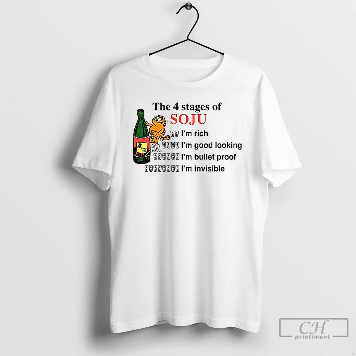 Premium Orange Cat The 4 Stages Of Soju Im Rich Im Good Looking Im Bullet Shirt Hoodie Sweatshirt | PurePodTees.com