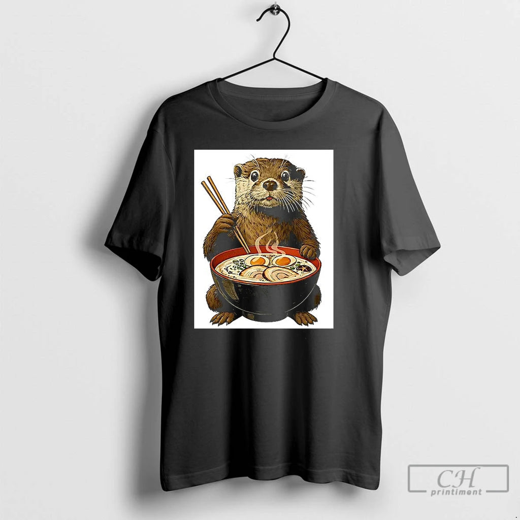 Premium Otter Eating Ramen Cartoon Shirt Hoodie Sweatshirt | PurePodTees.com