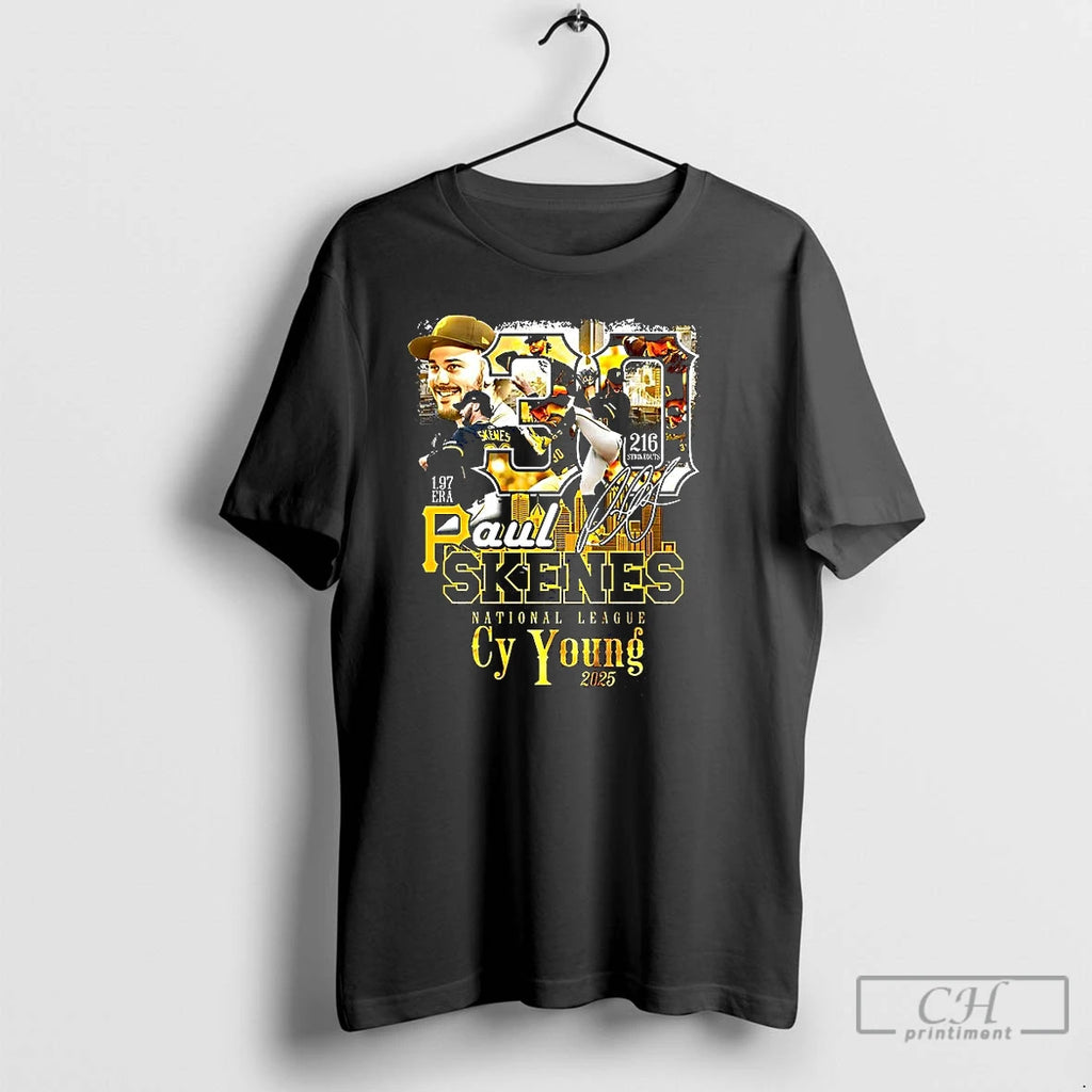 Premium Paul Skenes Pittsburgh Pirates 2025 National League Cy Young Signature Shirt Hoodie Sweatshirt | PurePodTees.com