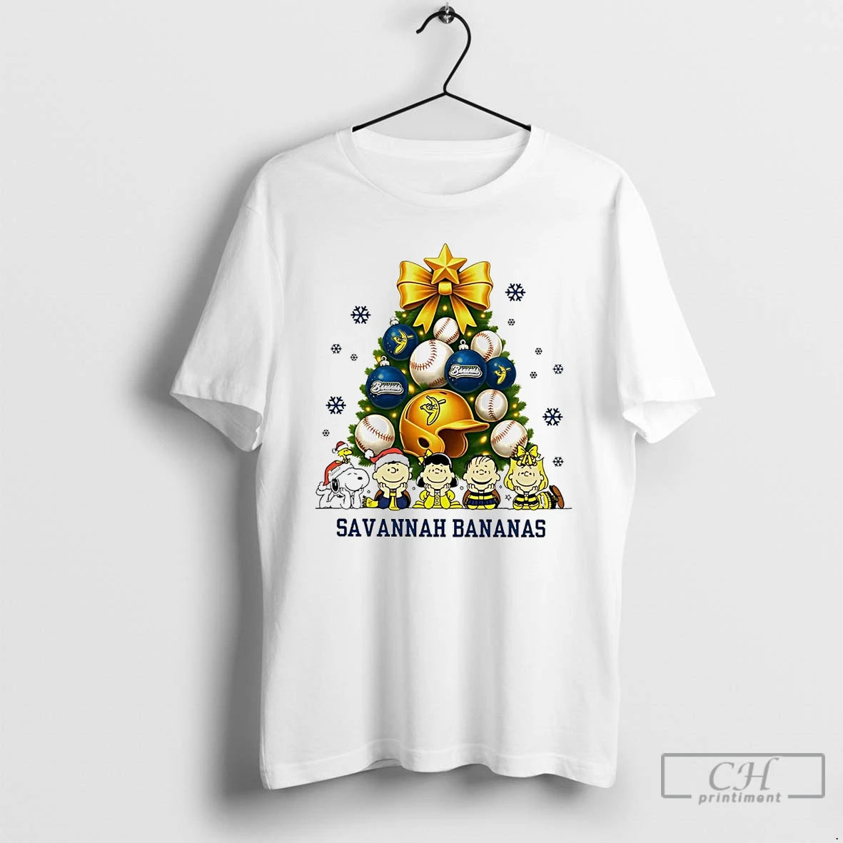 Premium Peanuts Characters Savannah Bananas Christmas Tree T Shirts Hoodie Sweatshirt | PurePodTees.com