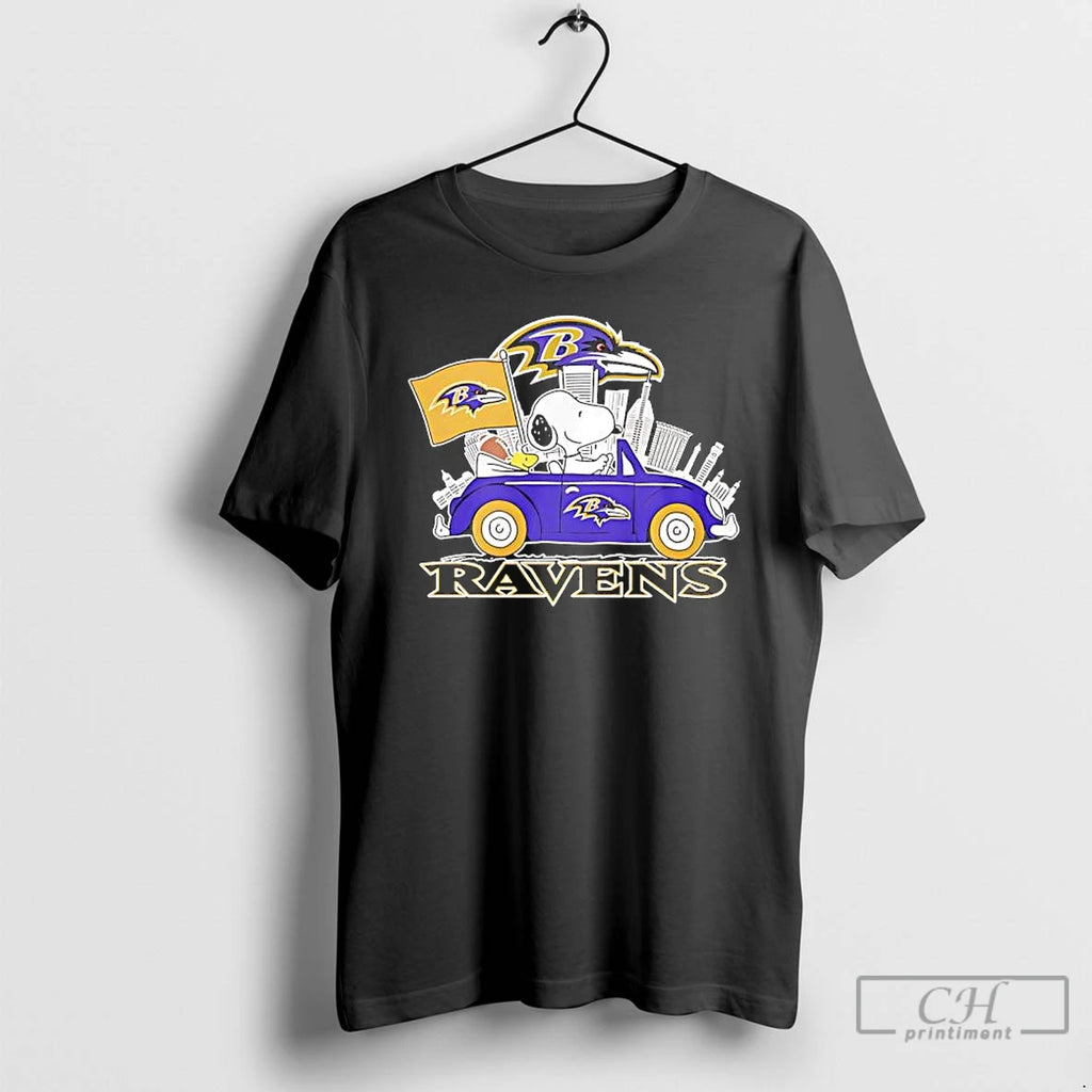 Premium Peanuts X Baltimore Ravens Welcome To The Pound Driving Car Shirt Hoodie Sweatshirt | PurePodTees.com