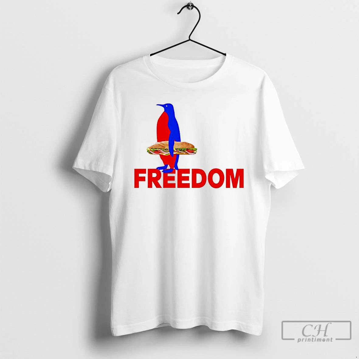 Premium Penguin Holding Sandwich Freedom Resist Political T Shirts Hoodie Sweatshirt | PurePodTees.com