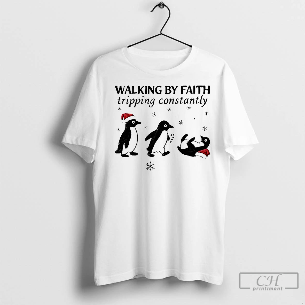 Premium Penguin Walking By Faith Tripping Constantly Christmas Shirt Hoodie Sweatshirt | PurePodTees.com