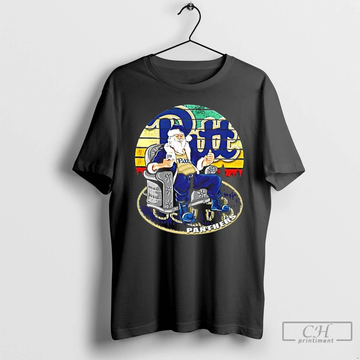 Premium Pittsburgh Panthers X Santa Claus Christmas Vintage T Shirts Hoodie Sweatshirt | PurePodTees.com