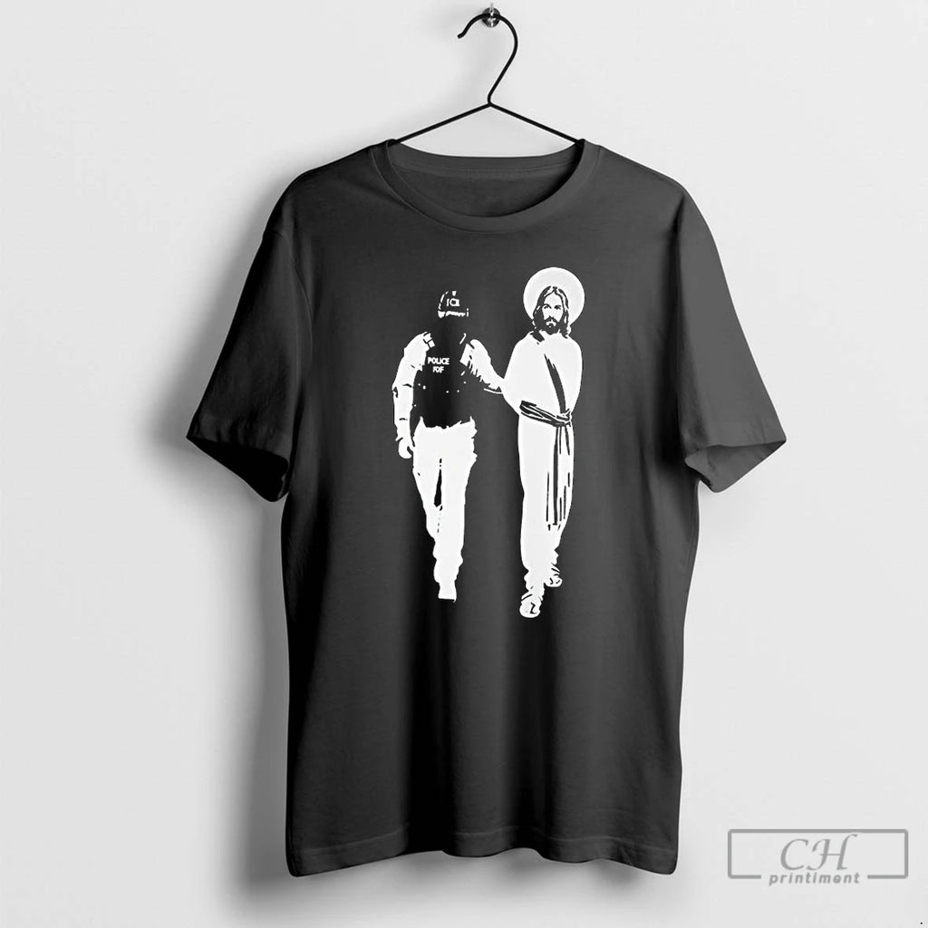 Premium Police Arrested Jesus Ice Detaining Jesus Long Sleve T Shirts Hoodie Sweatshirt | PurePodTees.com