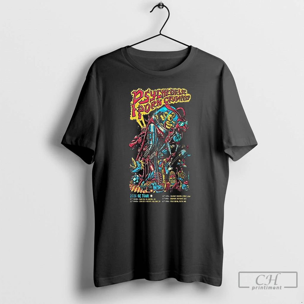Premium Psychedelic Porn Crumpets Oz Tour 2026 Long Sleve T Shirts Hoodie Sweatshirt | PurePodTees.com