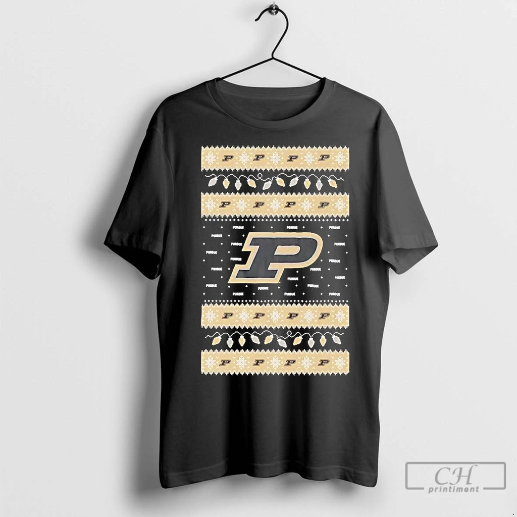 Premium Purdue Boilermakers Ugly Christmas Light Shirt Hoodie Sweatshirt | PurePodTees.com