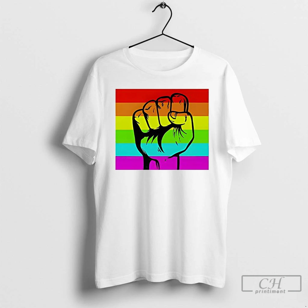 Premium Rainbow Fist Lgbtq Pride Graphic T Shirts Hoodie Sweatshirt | PurePodTees.com