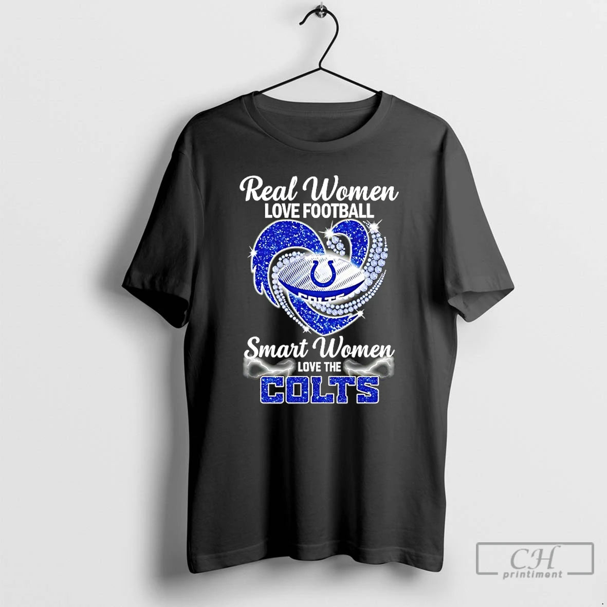 Premium Real Women Love Football Smart Women Love The Indianapolis Colts Heart Diamond T Shirts Hoodie Sweatshirt