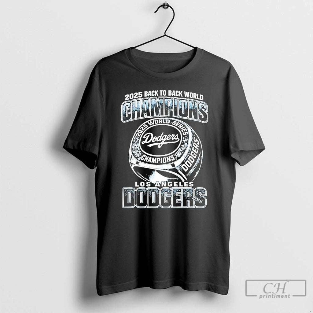 Premium Ring Of 2025 Back To Back World Champions Los Angeles Dodgers T Shirts Hoodie Sweatshirt | PurePodTees.com