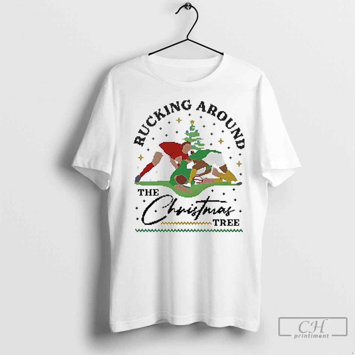 Premium Rucking Around The Christmas Tree Rugby Ugly Christmas Shirt Hoodie Sweatshirt | PurePodTees.com
