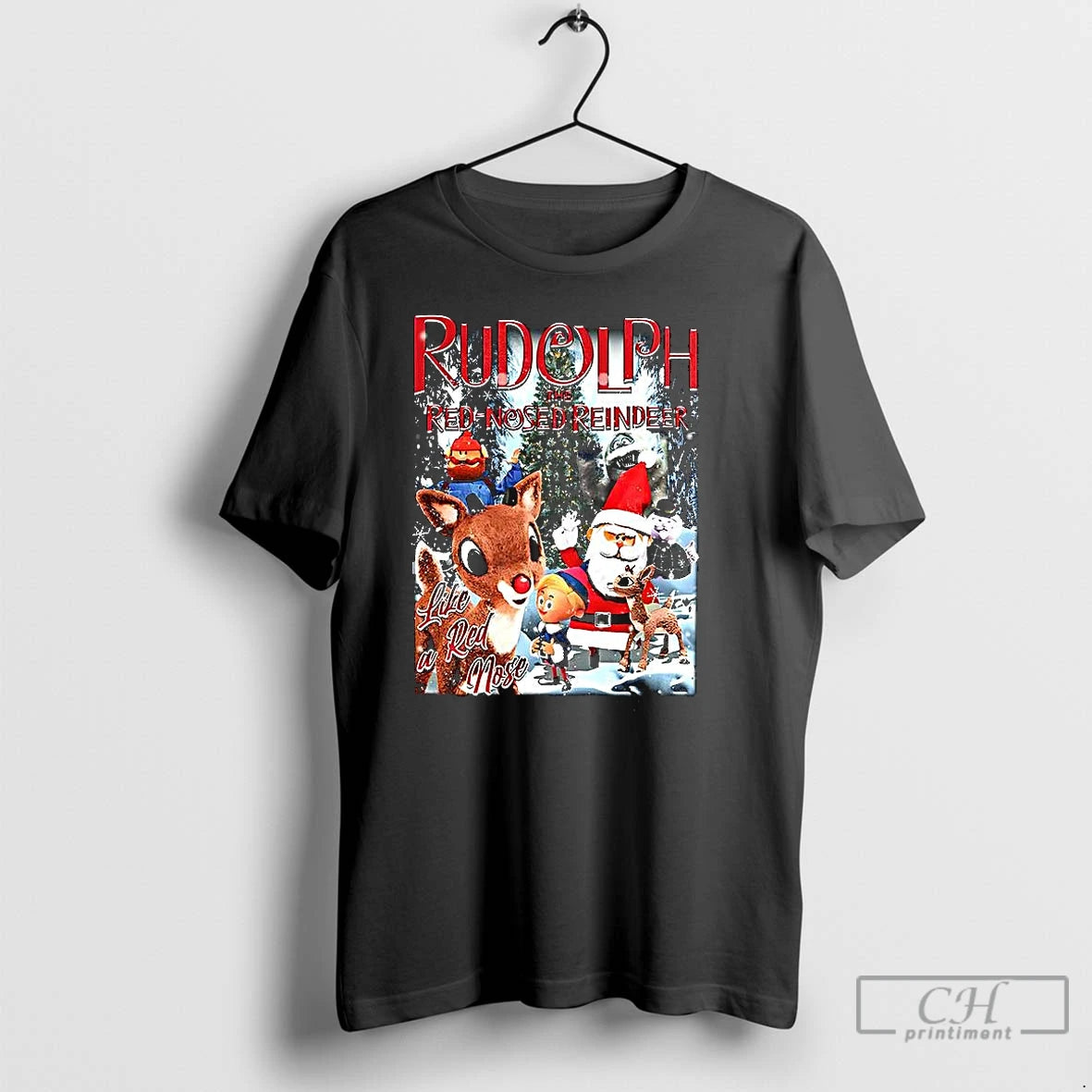 Premium Rudolph The Red Nosed Reindeer Like A Red Nose Cartoon Christmas Retro T Shirts Hoodie Sweatshirt | PurePodTees.com