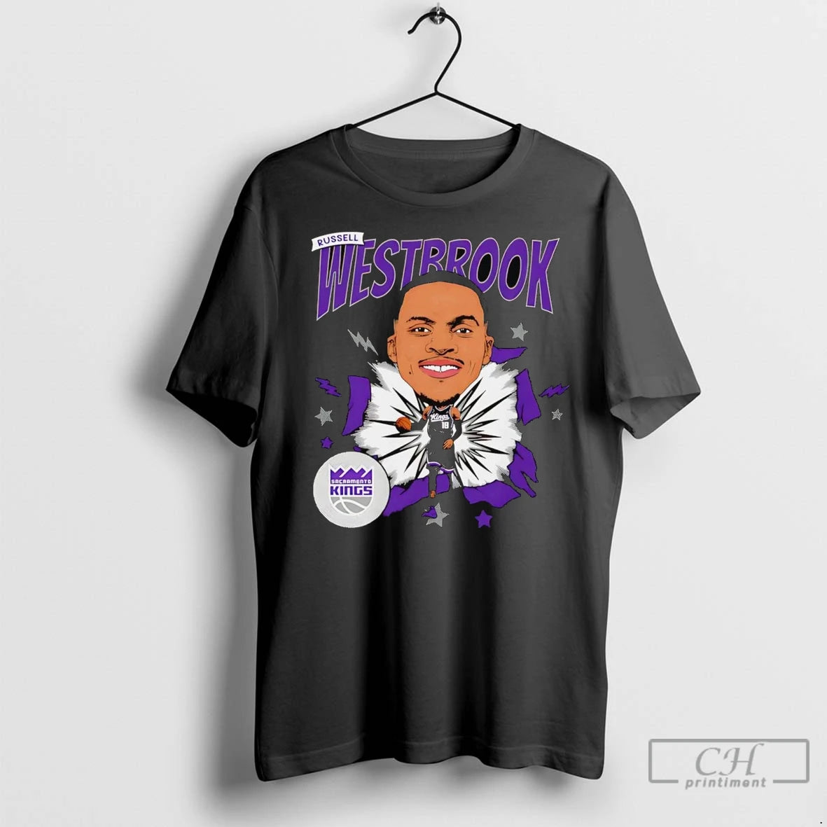 Premium Russell Westbrook Caricature Sacramento Kings Shirt Hoodie Sweatshirt | PurePodTees.com