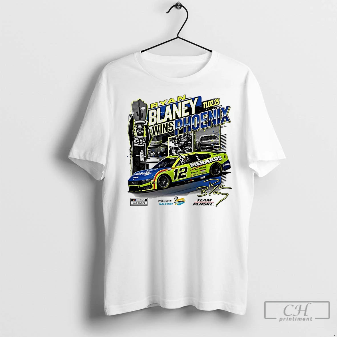 Premium Ryan Blaney 2025 Nascar Cup Series Championship Race Winner Signature Shirt Hoodie Sweatshirt | PurePodTees.com