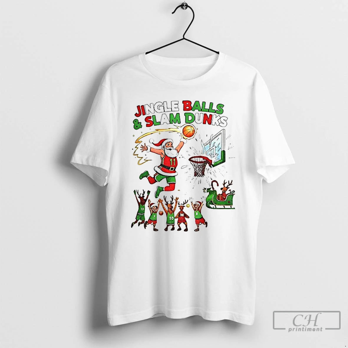 Premium Santa Claus Jingle Balls And Slam Dunks Merry Christmas Shirt Hoodie Sweatshirt | PurePodTees.com