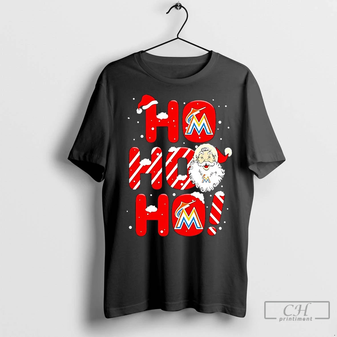 Premium Santa Claus Miami Marlins Ho Ho Ho Merry Christmas Shirt Hoodie Sweatshirt | PurePodTees.com