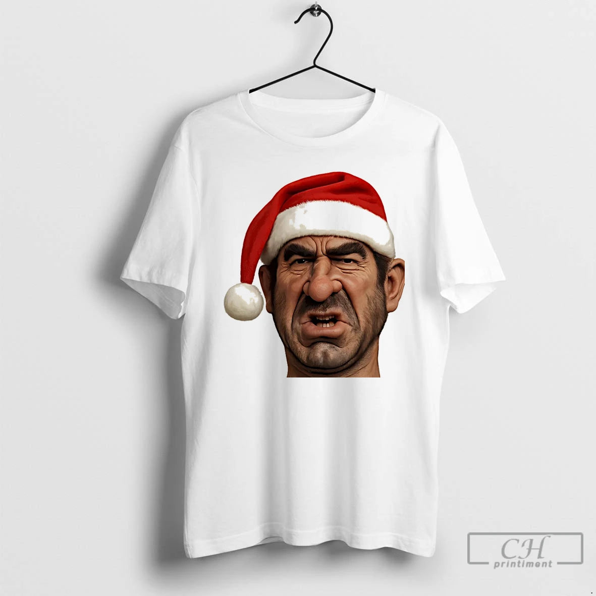 Premium Santa Eric Cantona Spitting Image Christmas Meme Christmas T Shirts Hoodie Sweatshirt | PurePodTees.com