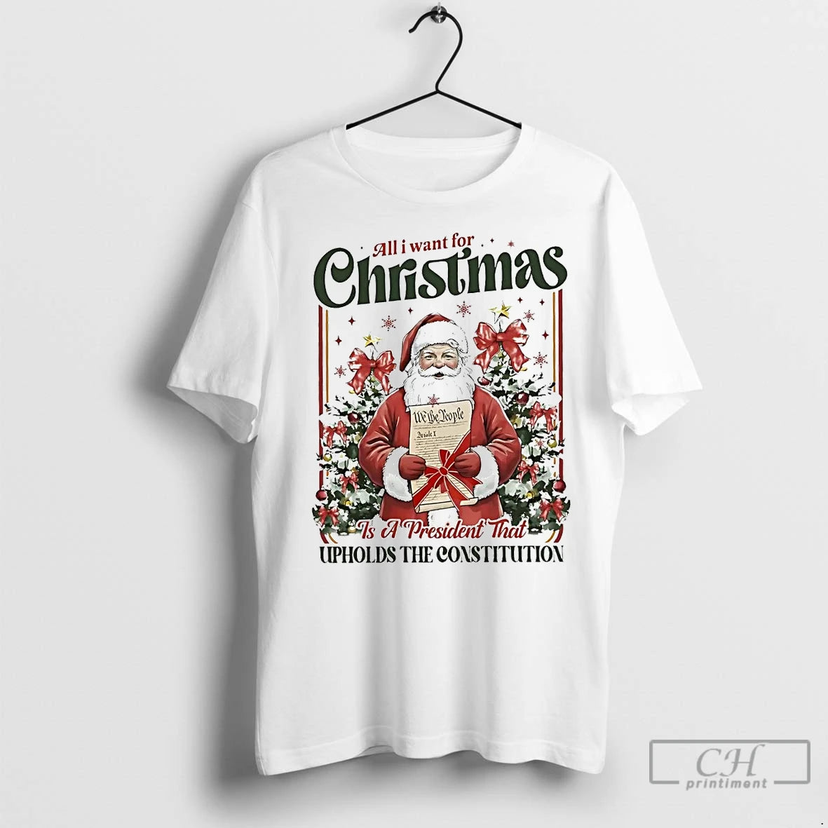 Premium Santa All I Want For Christmas Is A President Upholds The Constitution Shirt Hoodie Sweatshirt | PurePodTees.com