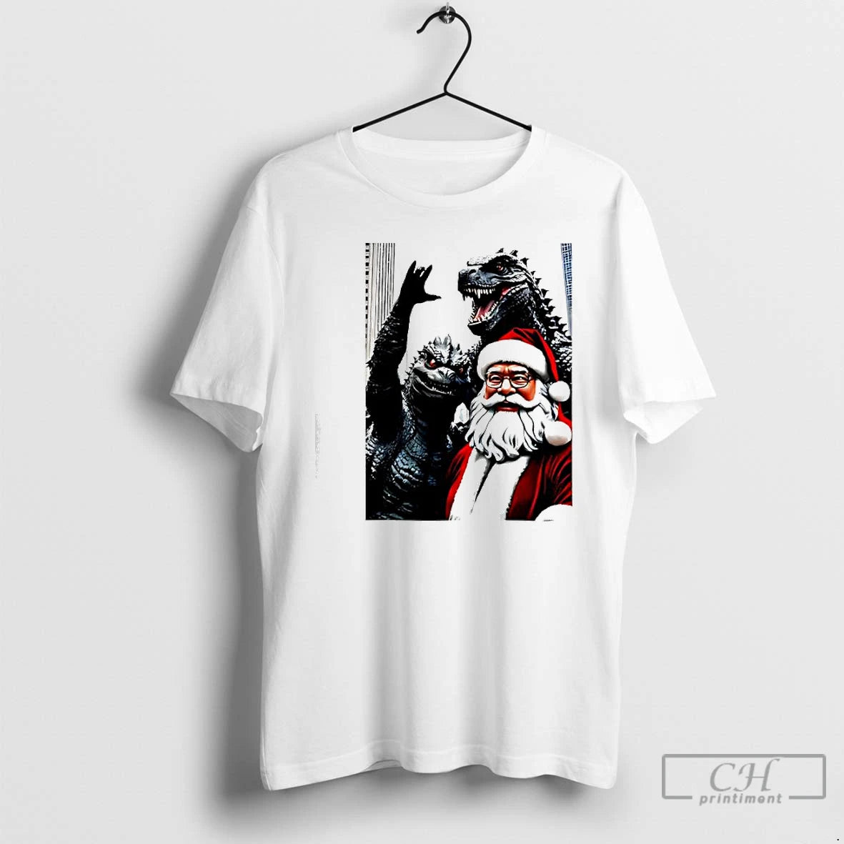 Premium Santa And Godzilla Christmas Geeky Holiday Shirt Hoodie Sweatshirt | PurePodTees.com