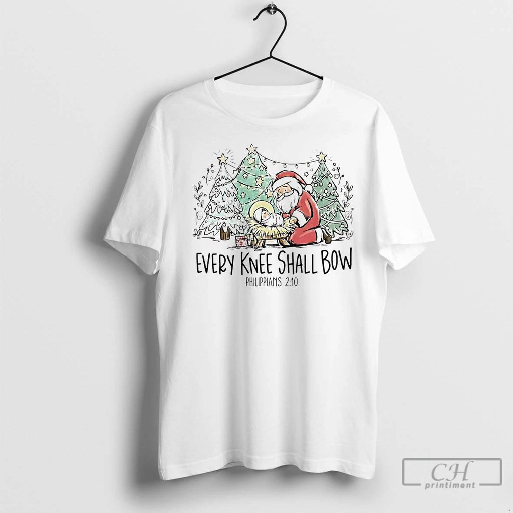 Premium Santa Every Knee Shall Bow Philippians 2 10 Christmas Shirt Hoodie Sweatshirt | PurePodTees.com