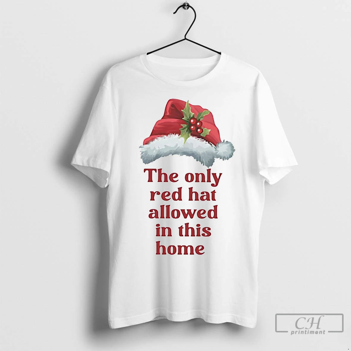 Premium Santa Hat The Only Red Hat Allowed In This Home Christmas Shirt Hoodie Sweatshirt | PurePodTees.com