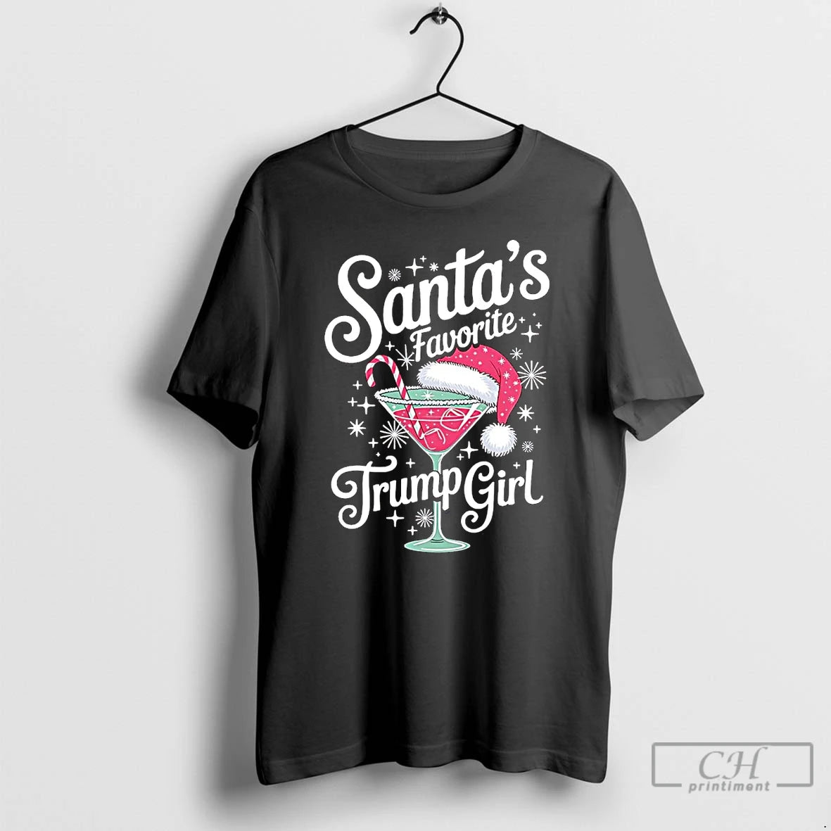 Premium Santas Favorite Trump Girl Wine Christmas T Shirts Hoodie Sweatshirt | PurePodTees.com