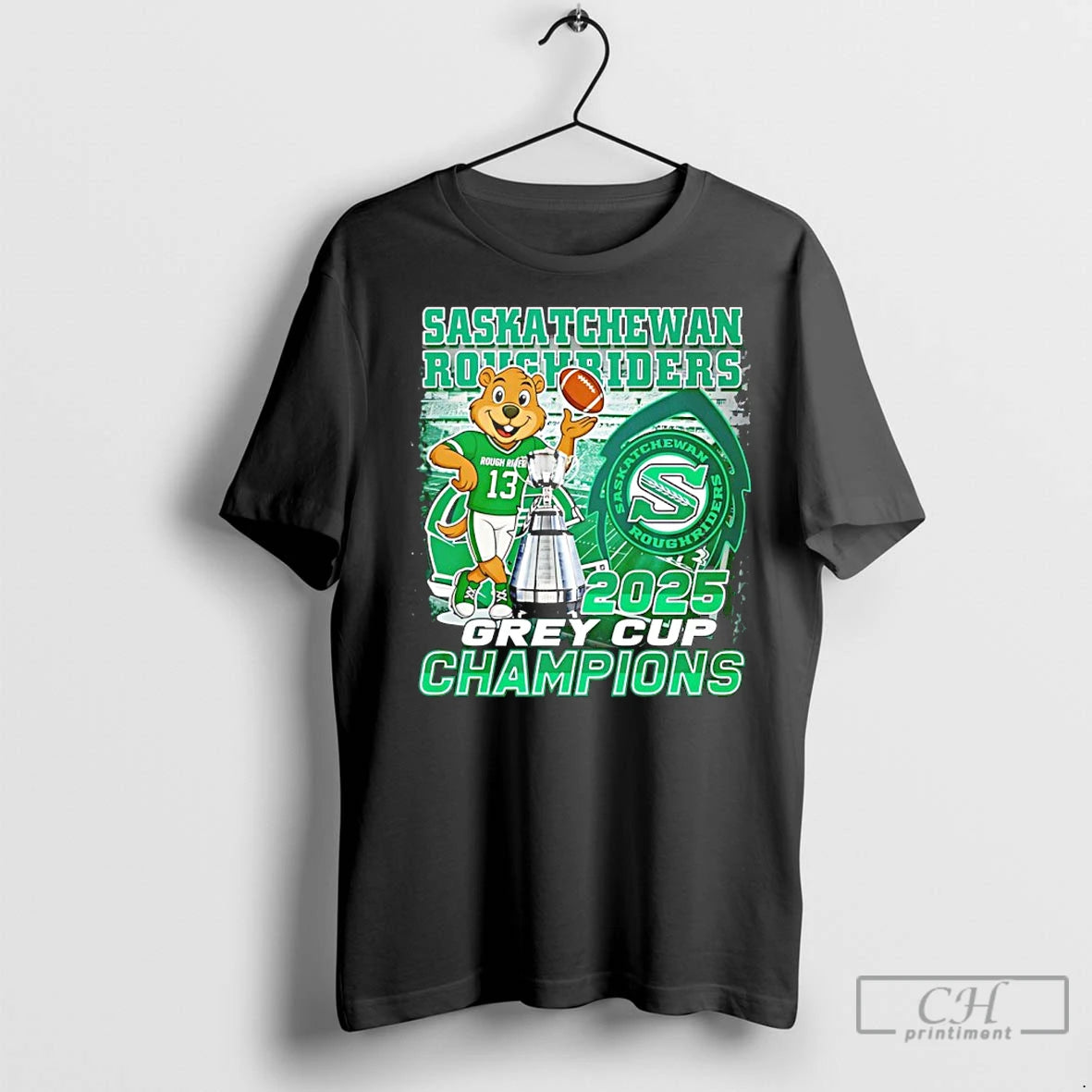 Premium Saskatchewan Roughriders 2025 Grey Cup Champions Mascot Shirt Hoodie Sweatshirt | PurePodTees.com