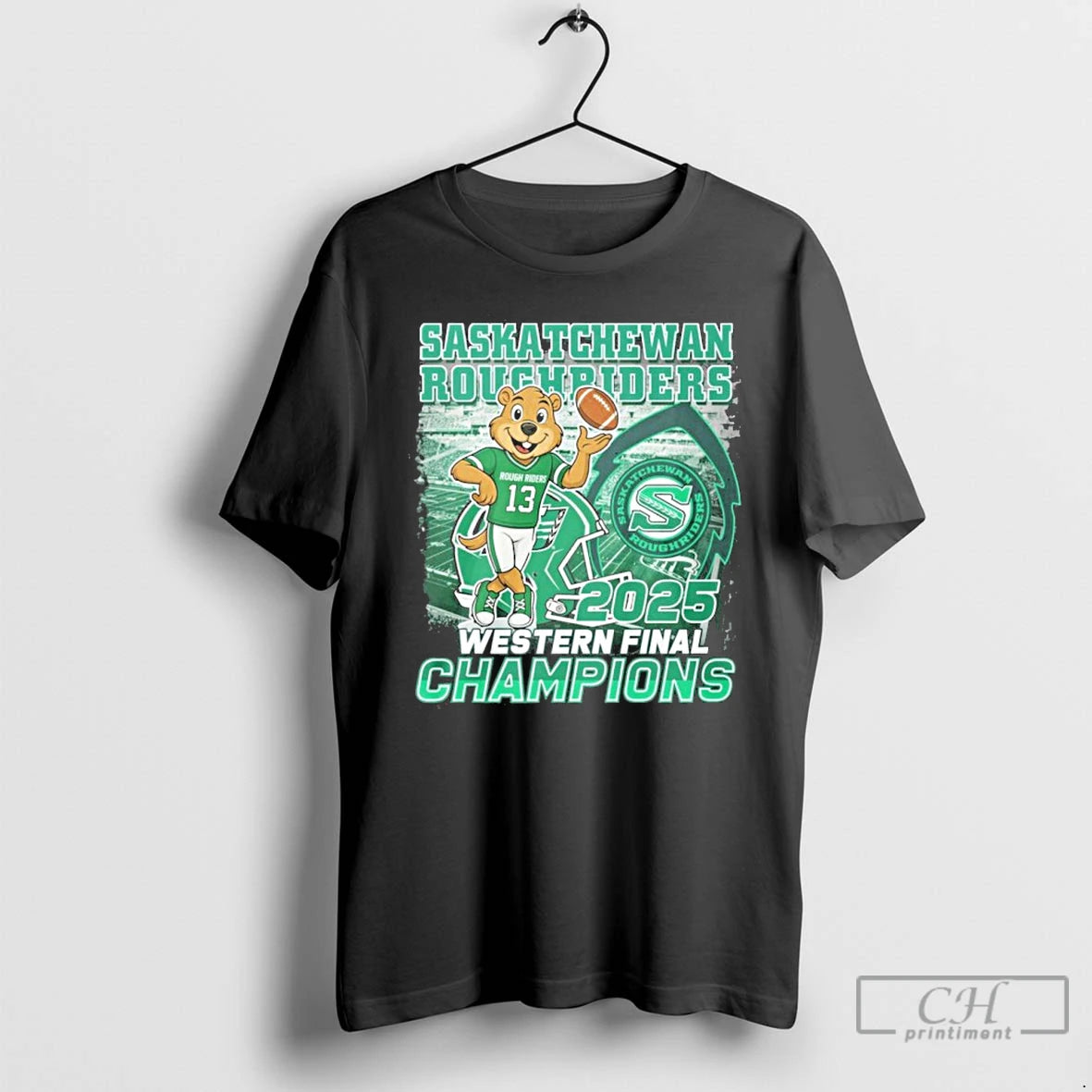 Premium Saskatchewan Roughriders Mascot 2025 Western Final Champions T Shirts Hoodie Sweatshirt | PurePodTees.com