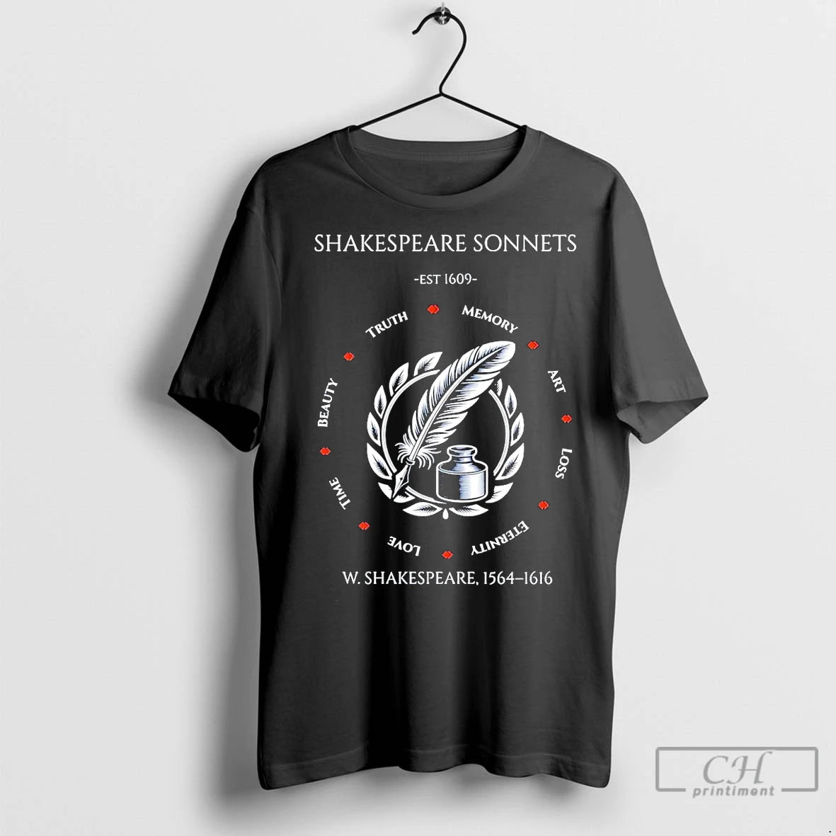 Premium Shakespeare Sonnets Est 1609 Truth Memory Art Loss Eternity Love Time Beauty Shirt Hoodie Sweatshirt