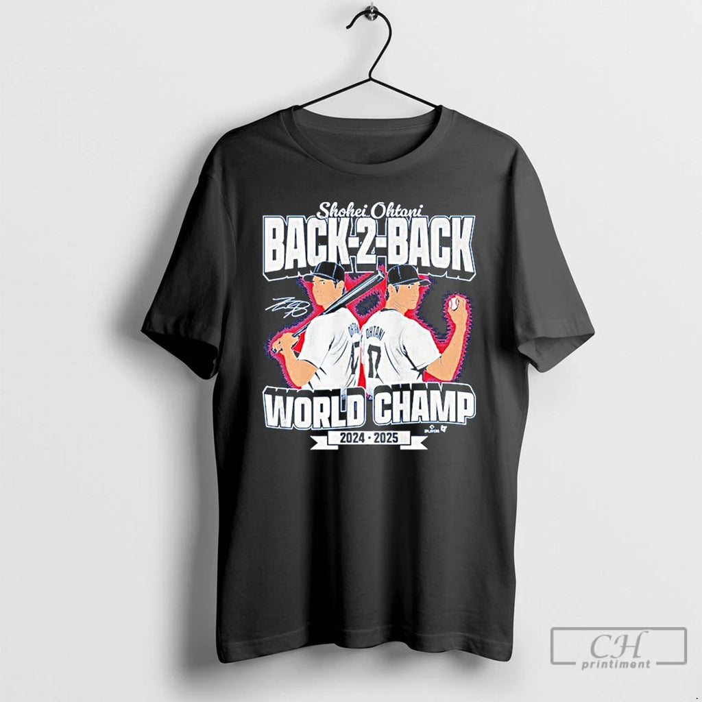 Premium Shohei Ohtani Back To Back World Champs T Shirts Hoodie Sweatshirt | PurePodTees.com