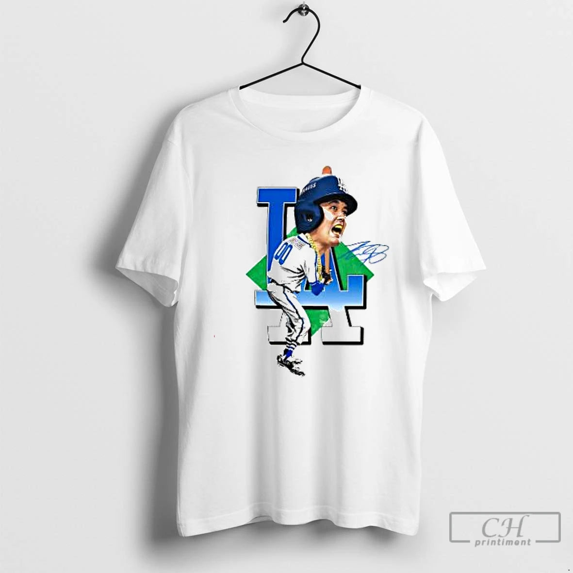 Premium Shohei Ohtani La Cartoon Signatue T Shirts Hoodie Sweatshirt | PurePodTees.com