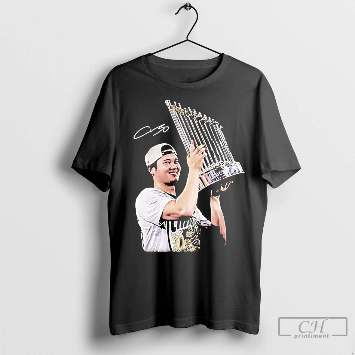 Premium Shohei Ohtani Holding 2025 World Series Trophy Shirt Hoodie Sweatshirt | PurePodTees.com