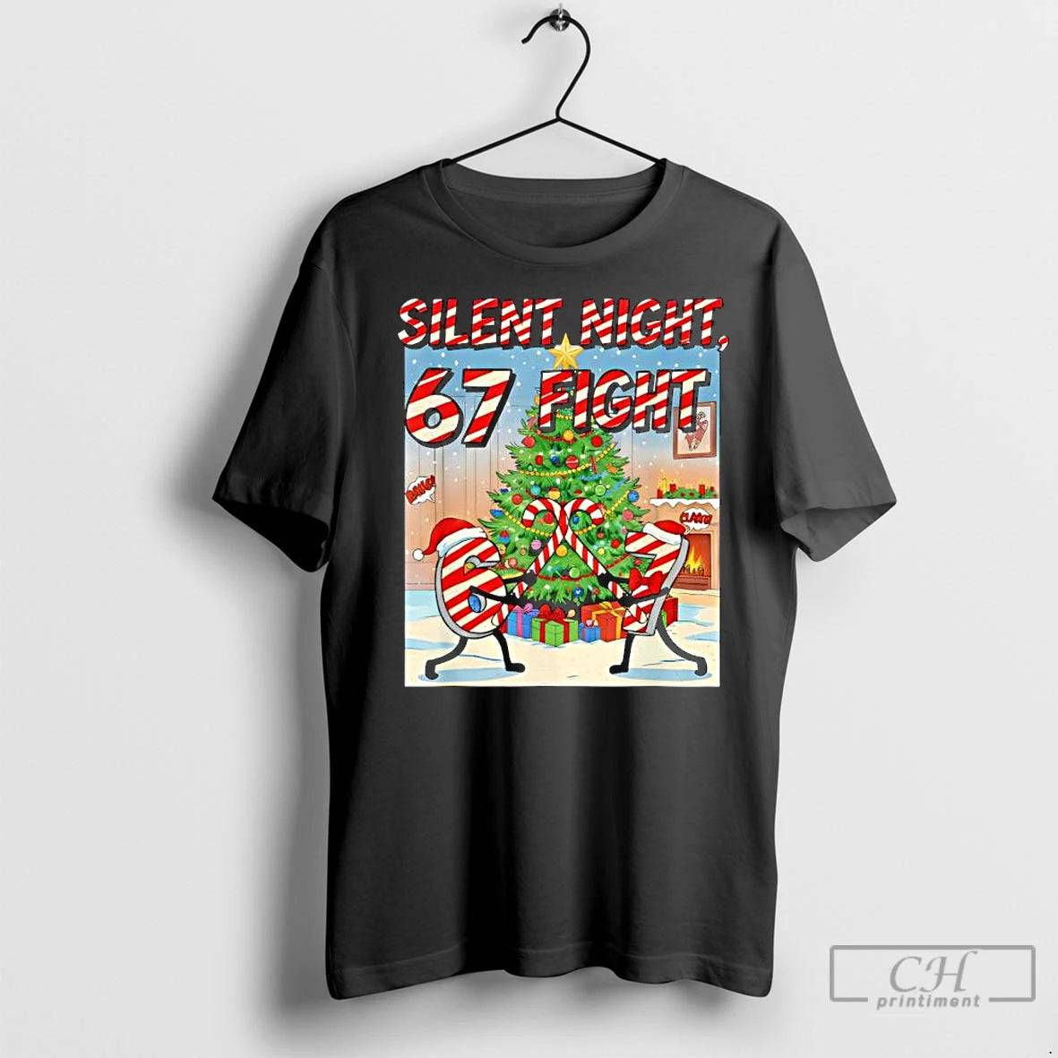 Premium Silent Night 67 Fight Christmas Cartoon Shirt Hoodie Sweatshirt | PurePodTees.com