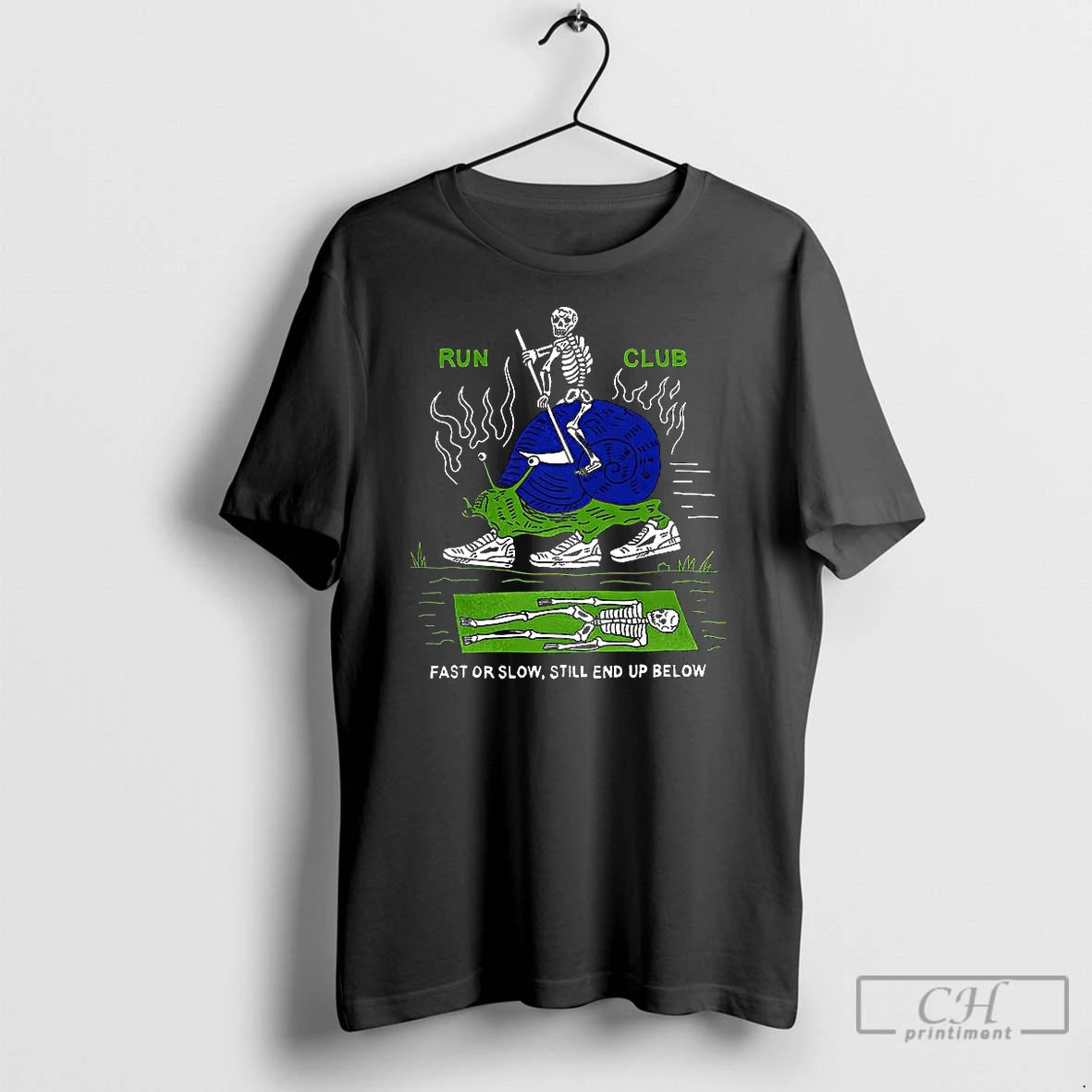 Premium Skeleton Riding A Snail Run Club Fast Or Slow Still End Uo Below Shirt Hoodie Sweatshirt | PurePodTees.com