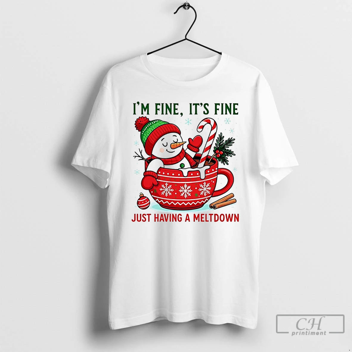 Premium Snowman Im Fine Its Fine Just Having A Meltdown Christmas T Shirts Hoodie Sweatshirt | PurePodTees.com