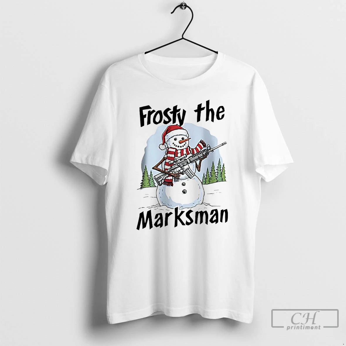 Premium Snowman Frosty The Marksman Christmas T Shirts Hoodie Sweatshirt | PurePodTees.com