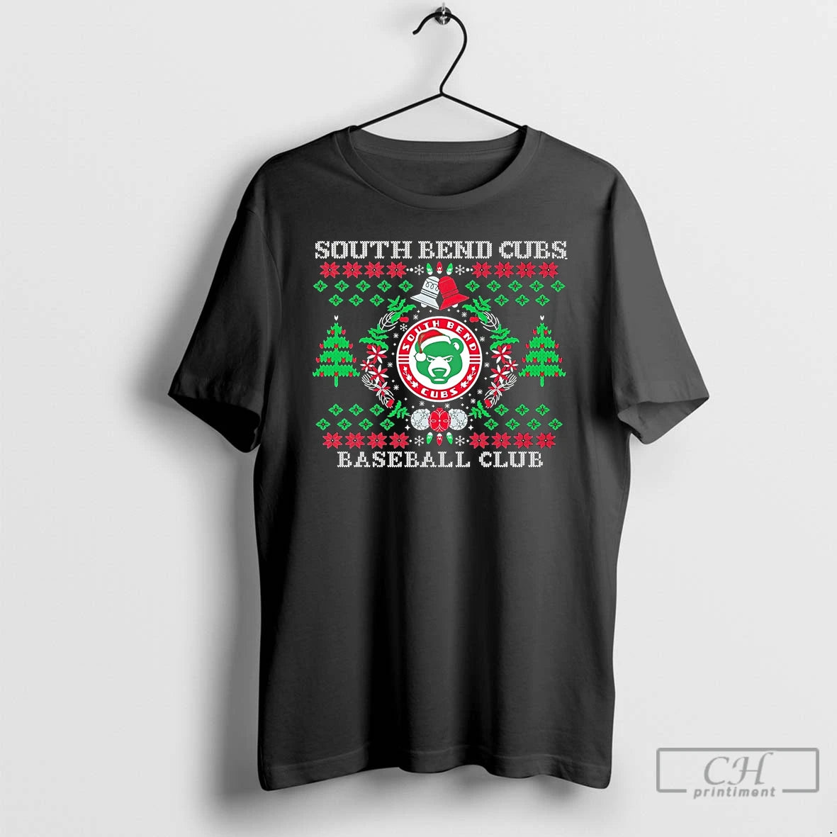 Premium South Bend Cubs Baseball Club Wreath Christmas T Shirts Hoodie Sweatshirt | PurePodTees.com