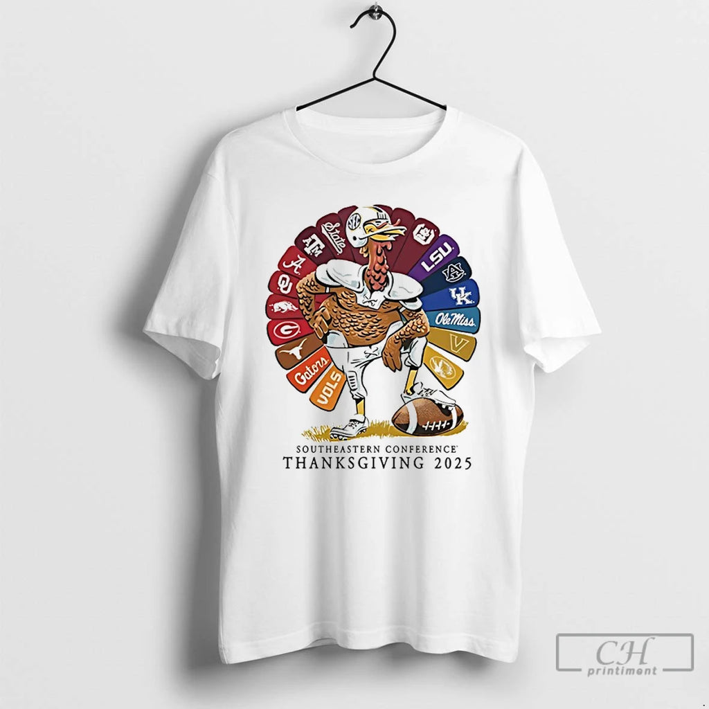 Premium Southeastern Conference 2025 Sec Thanksgiving Turkey All Teams T Shirts Hoodie Sweatshirt | PurePodTees.com