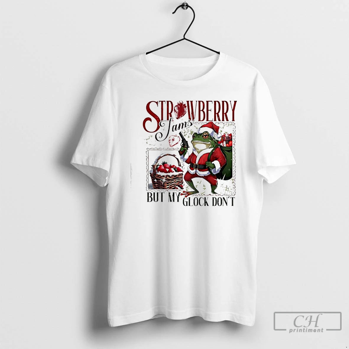 Premium Strawberry Jams But My Glock Dont Christmas Frog Shirt Hoodie Sweatshirt | PurePodTees.com
