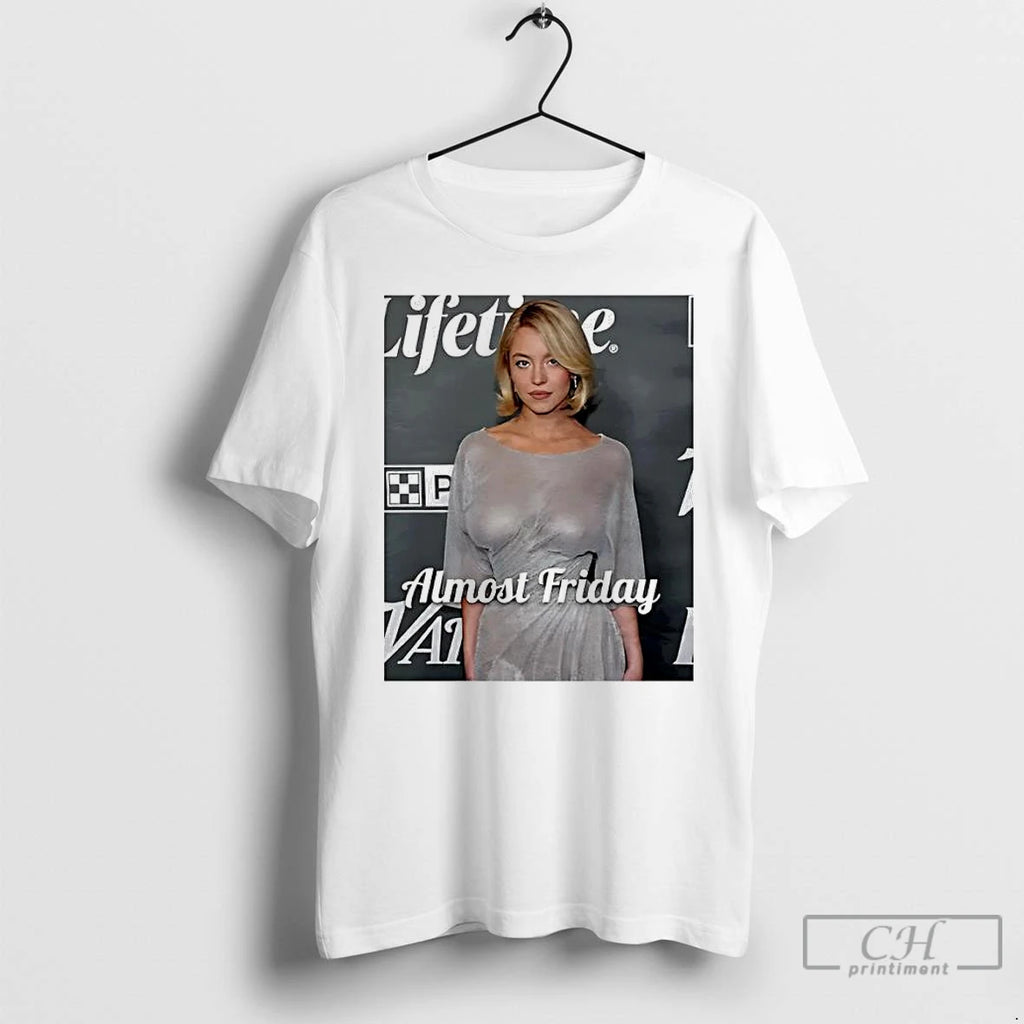 Premium Sydney Sweeney In See Through Almost Friday Photo T Shirts Hoodie Sweatshirt | PurePodTees.com