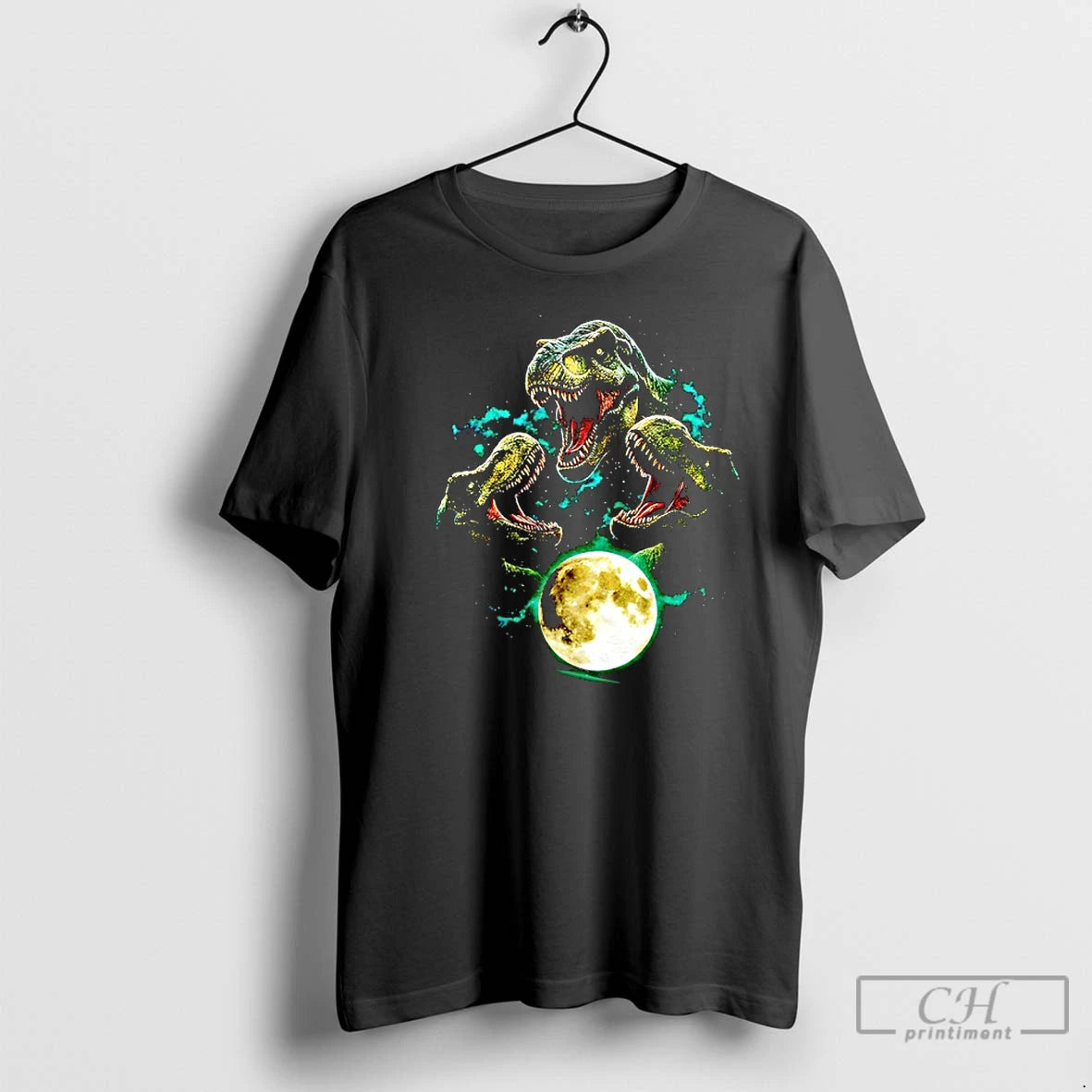 Premium Trex Jurassic Dinosaur Moon T Shirts Hoodie Sweatshirt | PurePodTees.com
